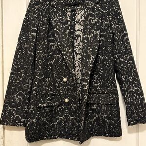 Free Press Elegant Black and White Floral Blazer